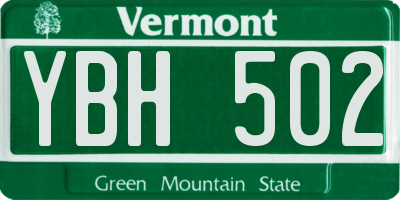 VT license plate YBH502