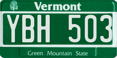 VT license plate YBH503