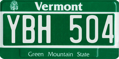 VT license plate YBH504