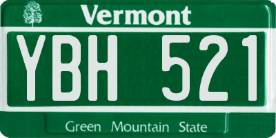 VT license plate YBH521