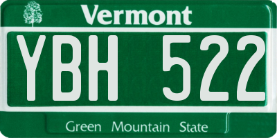 VT license plate YBH522
