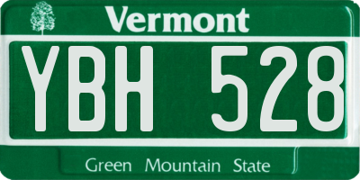 VT license plate YBH528