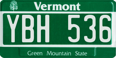 VT license plate YBH536