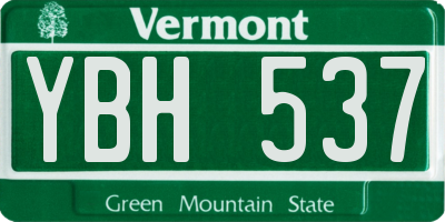 VT license plate YBH537