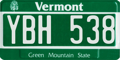 VT license plate YBH538