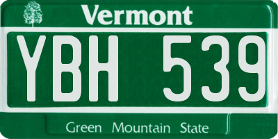 VT license plate YBH539