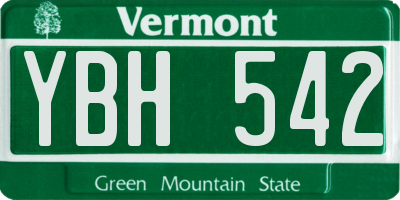 VT license plate YBH542