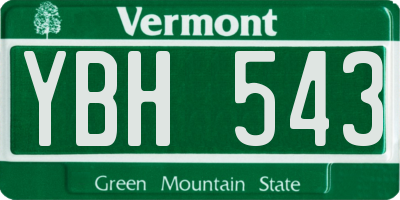 VT license plate YBH543