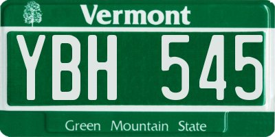 VT license plate YBH545