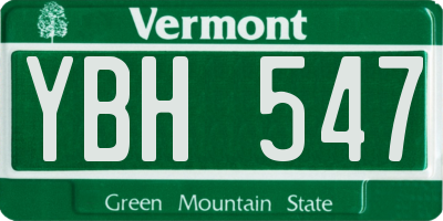 VT license plate YBH547