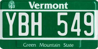 VT license plate YBH549