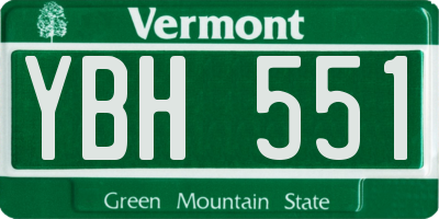 VT license plate YBH551
