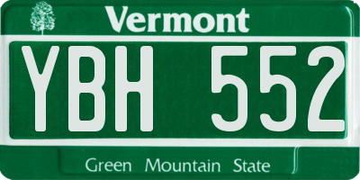 VT license plate YBH552