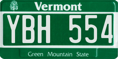 VT license plate YBH554