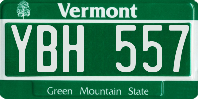 VT license plate YBH557