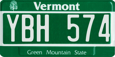 VT license plate YBH574