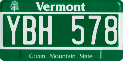 VT license plate YBH578