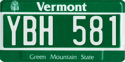 VT license plate YBH581