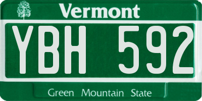 VT license plate YBH592