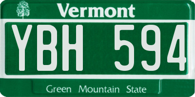 VT license plate YBH594