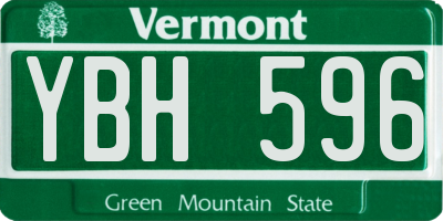 VT license plate YBH596
