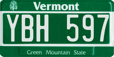 VT license plate YBH597