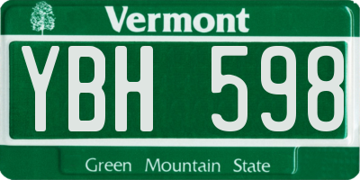VT license plate YBH598