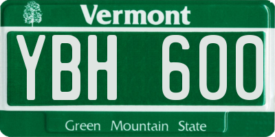 VT license plate YBH600