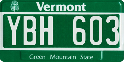 VT license plate YBH603