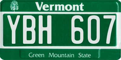 VT license plate YBH607