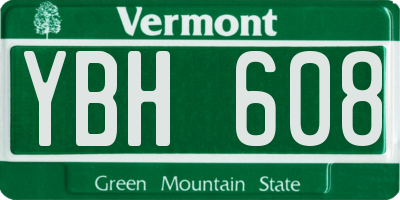 VT license plate YBH608