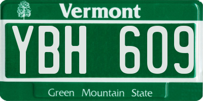 VT license plate YBH609