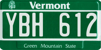 VT license plate YBH612