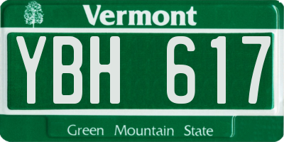 VT license plate YBH617