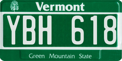 VT license plate YBH618