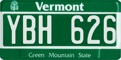 VT license plate YBH626