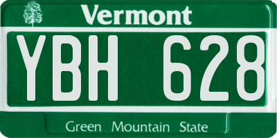 VT license plate YBH628