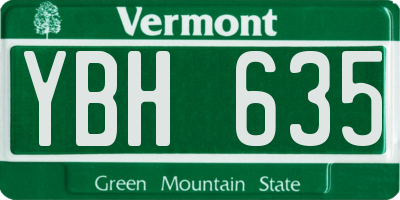 VT license plate YBH635