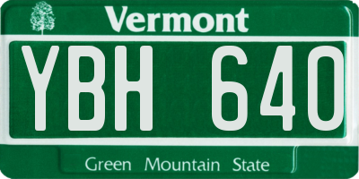 VT license plate YBH640