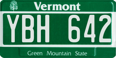 VT license plate YBH642
