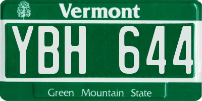 VT license plate YBH644
