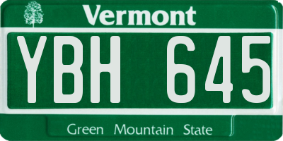 VT license plate YBH645