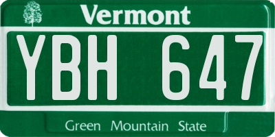 VT license plate YBH647