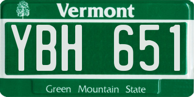 VT license plate YBH651
