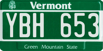 VT license plate YBH653