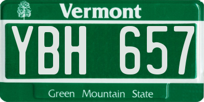 VT license plate YBH657
