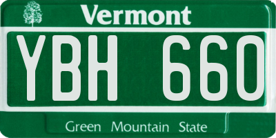 VT license plate YBH660
