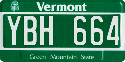VT license plate YBH664