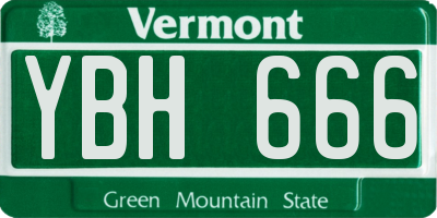 VT license plate YBH666