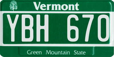 VT license plate YBH670